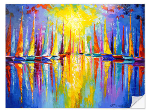 Selvklebende plakat Rainbow sailboats