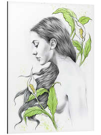 Tableau en aluminium Peace Lily - Woman with flowers