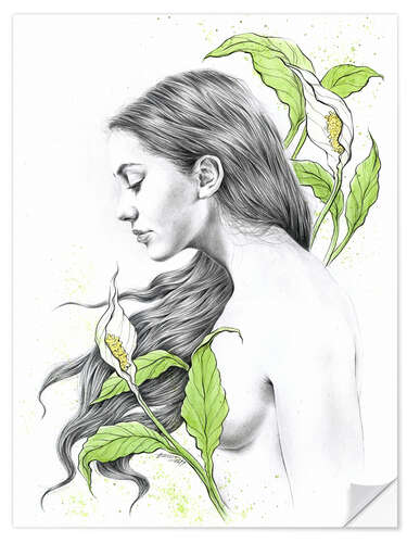 Sisustustarra Peace Lily - Woman with flowers