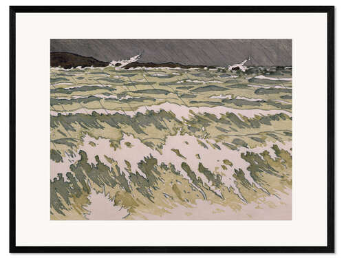 Impresión de arte enmarcada Rain on the Sea