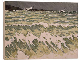 Wood print Rain on the Sea