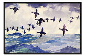 Gerahmter Kunstdruck Enten über Wasser, 1924