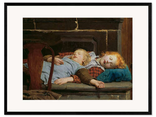 Framed art print Two sleeping girls on the stove bench, 1895