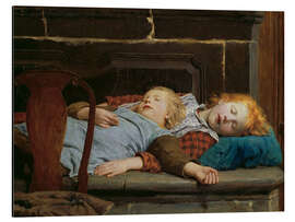 Magnettafel Zwei schlafende Mädchen auf der Ofenbank, 1895