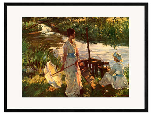 Framed art print Fishing, Book Plate, ca. 1910