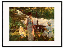 Framed art print Fishing, Book Plate, ca. 1910
