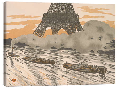 Canvas-taulu The Barges from the Thirty-six Views of the Eiffel Tower, 1902