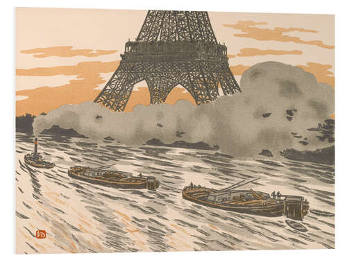 Foam board print The Barges from the Thirty-six Views of the Eiffel Tower, 1902