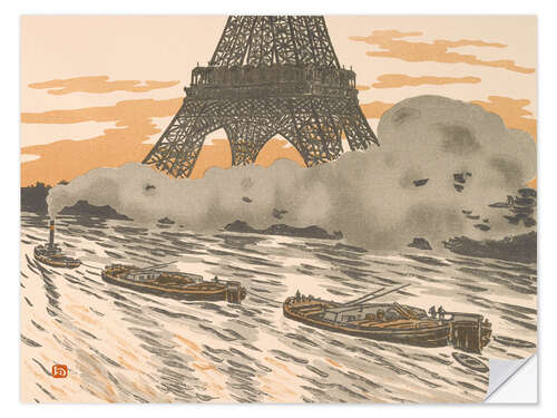 Vinilo para la pared The Barges from the Thirty-six Views of the Eiffel Tower, 1902