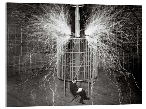 Acrylglas print Nikola Tesla, Colorado Springs laboratory with his “Magnifying Transmitter”