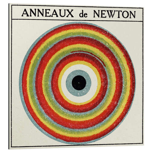 Tableau en aluminium Interferences: Rings by Isaac Newton, illustration from 1925