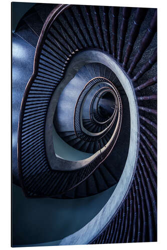 Stampa su alluminio Blue Spiral Staircase III