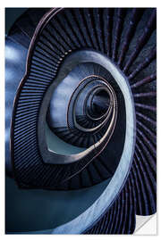 Selvklebende plakat Blue Spiral Staircase III