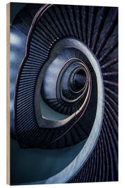 Wood print Blue Spiral Staircase III