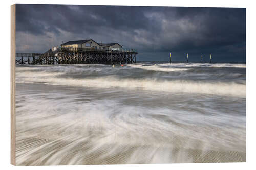 Tableau en bois Wind and weather on the North Sea coast