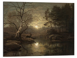 Tableau en aluminium Forest Landscape in the Moonlight