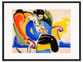 Gerahmter Kunstdruck Frau auf einem Stuhl