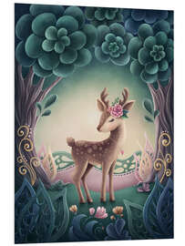 Foam board print Little cute reindeer in a magic forest