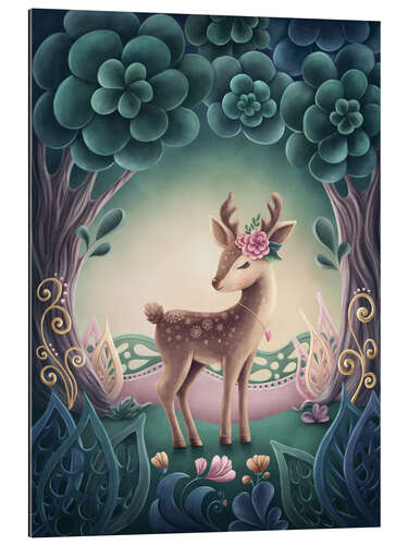 Gallery print Little cute reindeer in a magic forest