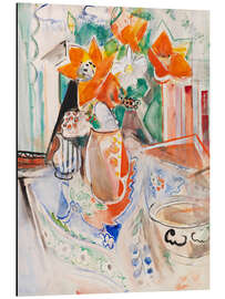 Magnettafel Blumenstillleben mit Schüssel und gestreiftem Krug