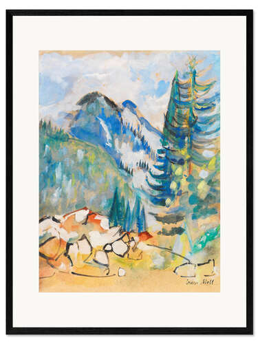 Inramat konsttryck Mountain Landscape