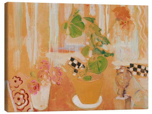 Obraz na płótnie Orange Flower Still Life with a Bronze Head