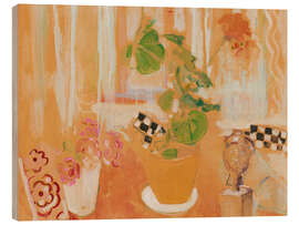 Quadro de madeira Orange Flower Still Life with a Bronze Head