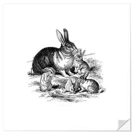 Sticker mural Vintage Easter Bunny Family