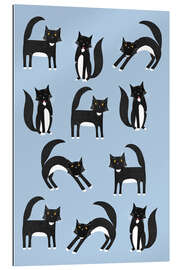 Gallery print Black and White Tuxedo Cats on Blue