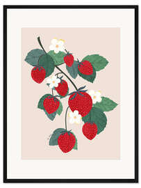 Gerahmter Kunstdruck Erdbeerzweig