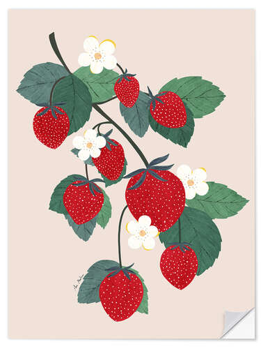 Vinilo para la pared Strawberries branch