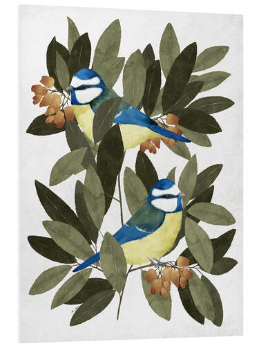 Foam board print Blue tit and strawberry tree