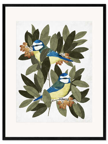 Kunsttryk i ramme Blue tit and strawberry tree
