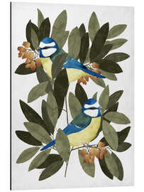 Magnettafel Blaumeise und Erdbeerbaum