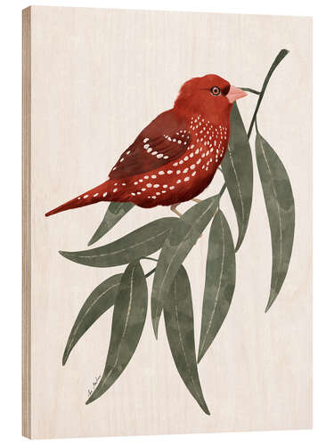 Hout print Bengali red bird