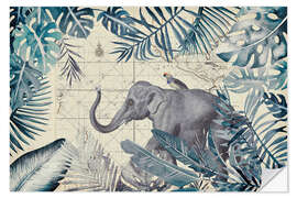 Sticker mural Elephant on jungle journey