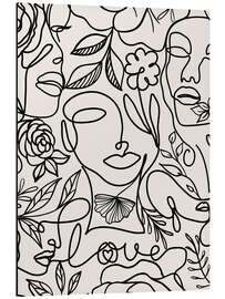 Tableau en aluminium One line flower woman portrait