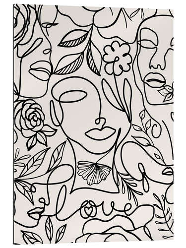 Gallery print One line flower woman portrait