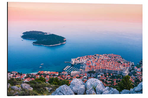 Stampa su alluminio Dubrovnik at sunset, Croatia