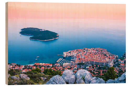 Stampa su legno Dubrovnik at sunset, Croatia