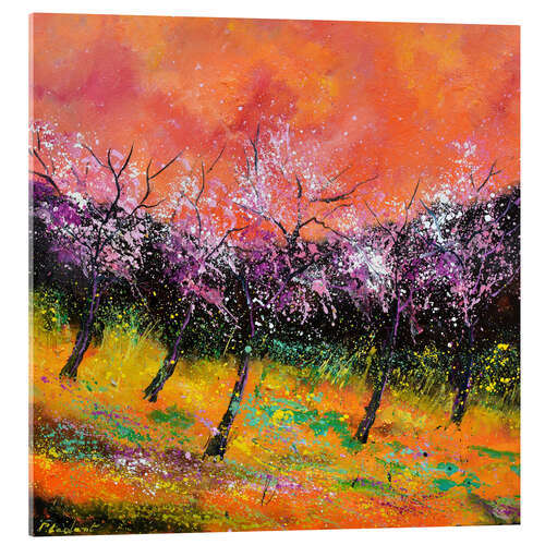 Acrylglas print Blooming trees in spring