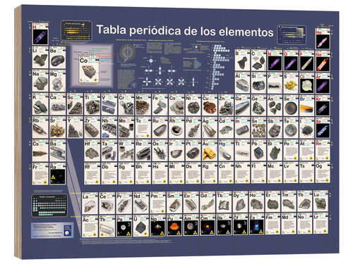 Hout print Periodiek systeem der elementen (Spaans)