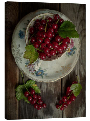 Leinwandbild Stilleben mit frischen Johannisbeeren