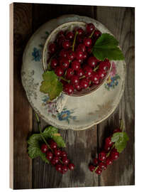 Quadro de madeira Still life with fresh redcurrants