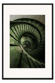 Gerahmter Kunstdruck Grüne Wendeltreppe II