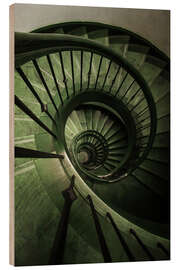 Wood print Spiral Green Staircase II