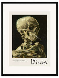 Gerahmter Kunstdruck Schädel mit brennender Zigarette, 1885