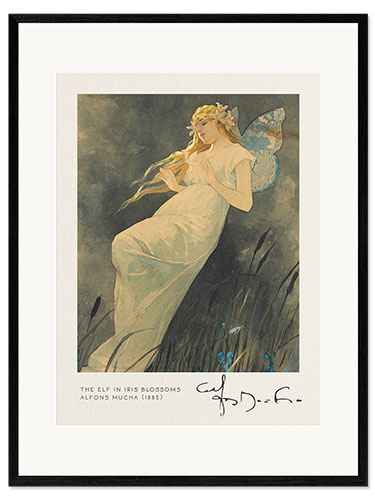 Inramat konsttryck The Elf in Iris Blossoms