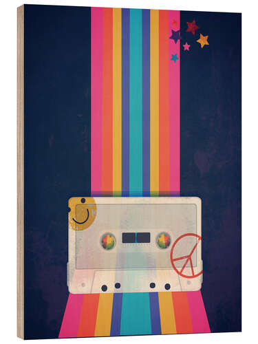 Wood print Rainbow Music