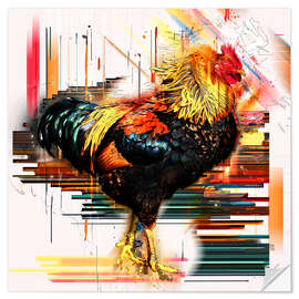 Selvklebende plakat Proud Rooster